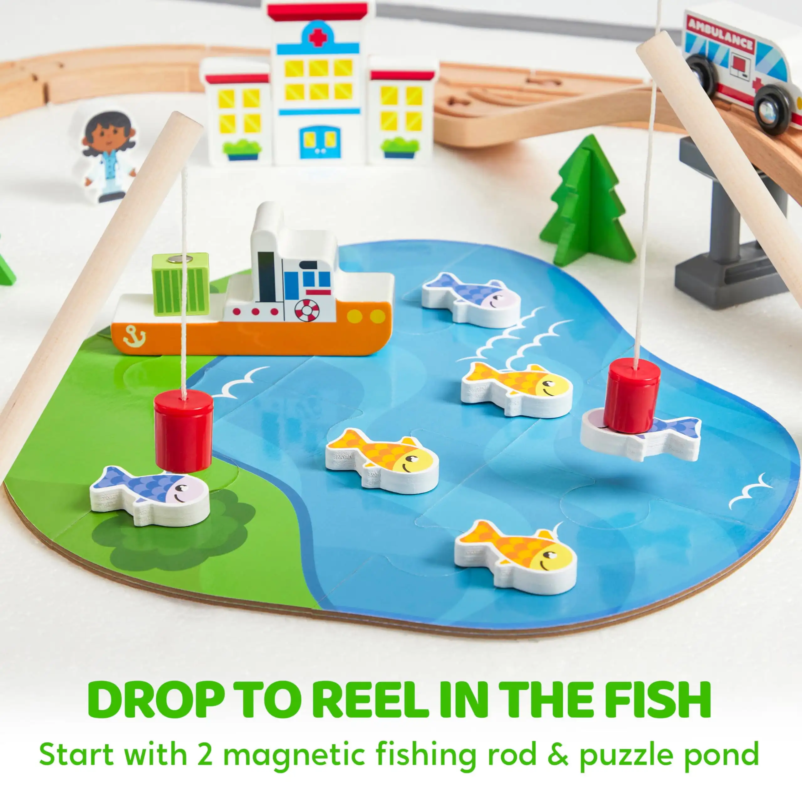 Joyfy 110/60 Pcs Wooden Train  - đánh giá và giá Kids Toys Xmas